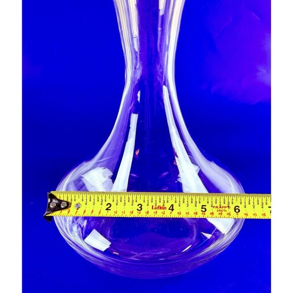 Vintage Wine Decanter Carafe Wide Bottom Clear Glass 10.25" Tall Barware Granny - Picture 6 of 6
